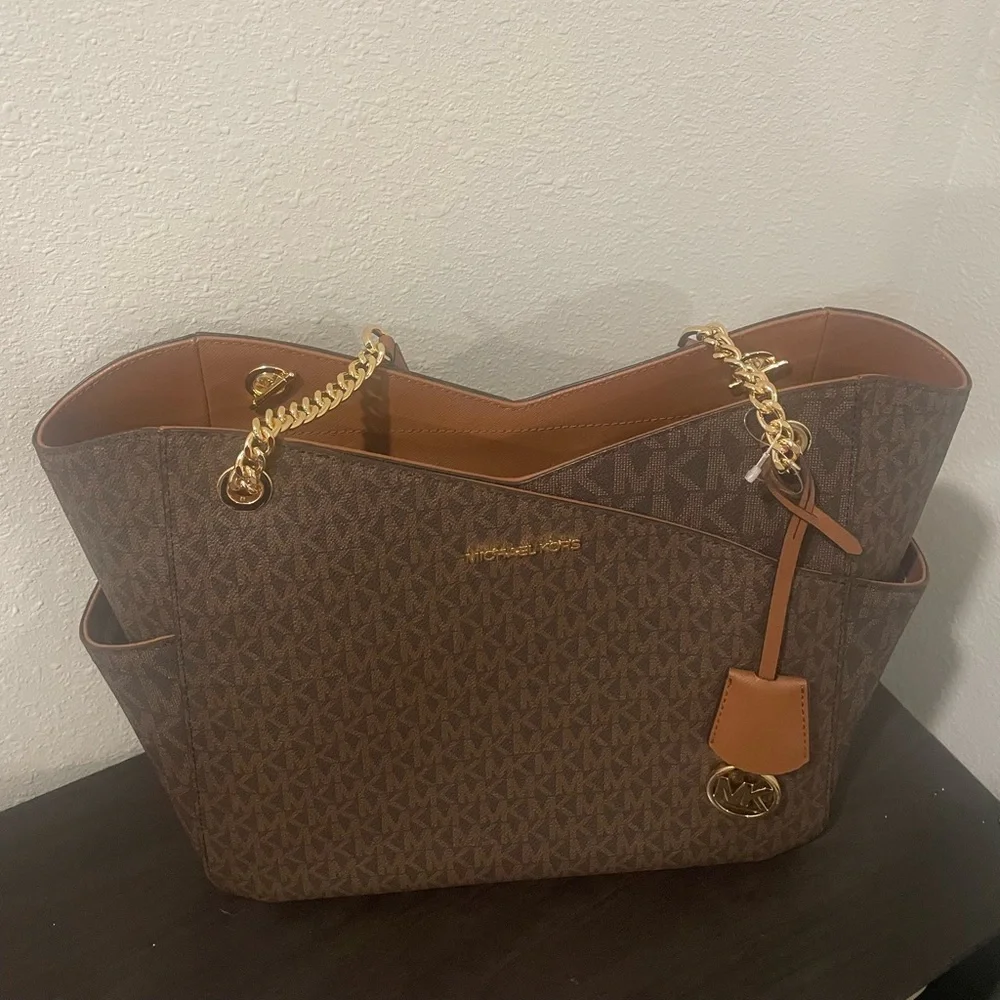Michael Kors Brown and Gold Tote - Picture 1 of 7